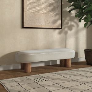 Safavieh KATIANNA Boucle Bench – Plush Ivory Seat with Natural Wooden Legs, Versatile for Any Space SFV5080A
