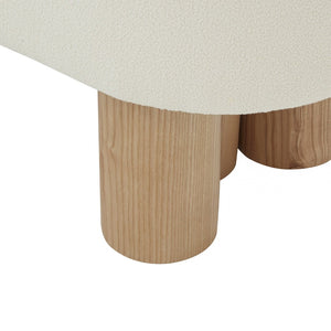 Safavieh KATIANNA Boucle Bench – Plush Ivory Seat with Natural Wooden Legs, Versatile for Any Space SFV5080A