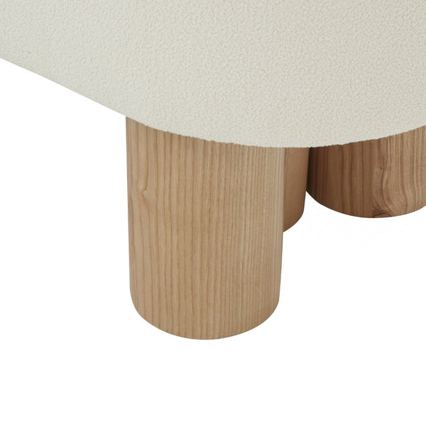 Safavieh KATIANNA Boucle Bench – Plush Ivory Seat with Natural Wooden Legs, Versatile for Any Space SFV5080A