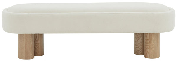 Safavieh KATIANNA Boucle Bench – Plush Ivory Seat with Natural Wooden Legs, Versatile for Any Space SFV5080A