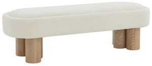 Safavieh KATIANNA Boucle Bench – Plush Ivory Seat with Natural Wooden Legs, Versatile for Any Space SFV5080A