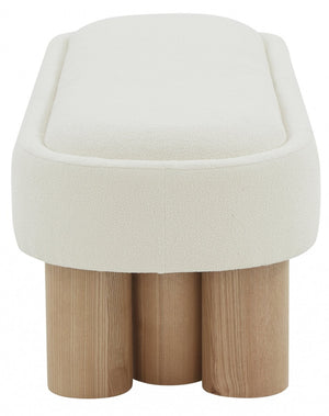 Safavieh KATIANNA Boucle Bench – Plush Ivory Seat with Natural Wooden Legs, Versatile for Any Space SFV5080A