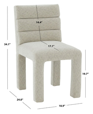 Safavieh PIETRO Channel-Tufted Dining Chair - Modern Upholstered Comfort for Stylish Dining Spaces Taupe SFV5081A