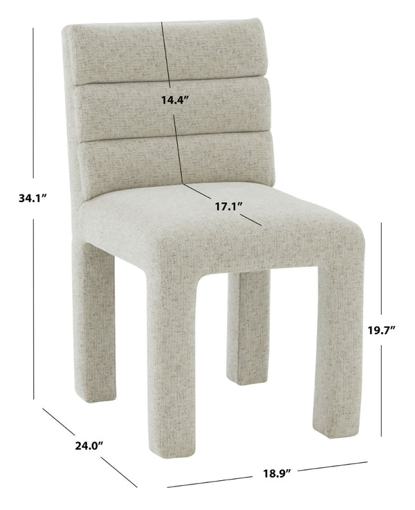 Safavieh PIETRO Channel-Tufted Dining Chair - Modern Upholstered Comfort for Stylish Dining Spaces Taupe SFV5081A