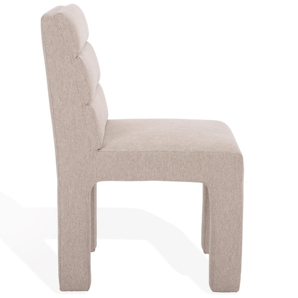 Safavieh PIETRO Channel-Tufted Dining Chair - Modern Upholstered Comfort for Stylish Dining Spaces Taupe SFV5081A