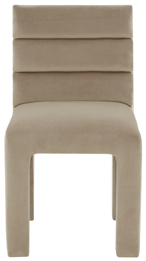 Safavieh PIETRO Channel-Tufted Dining Chair - Modern Upholstered Comfort for Stylish Dining Spaces Light Brown SFV5081C