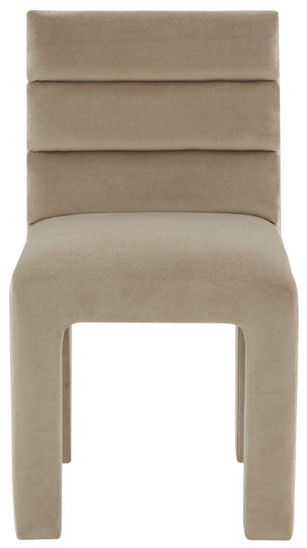 Safavieh PIETRO Channel-Tufted Dining Chair - Modern Upholstered Comfort for Stylish Dining Spaces Light Brown SFV5081C