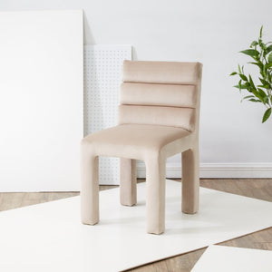 Safavieh PIETRO Channel-Tufted Dining Chair - Modern Upholstered Comfort for Stylish Dining Spaces Light Brown SFV5081C