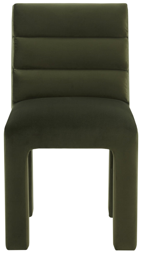 Safavieh PIETRO Channel-Tufted Dining Chair - Modern Upholstered Comfort for Stylish Dining Spaces Forest Green SFV5081D