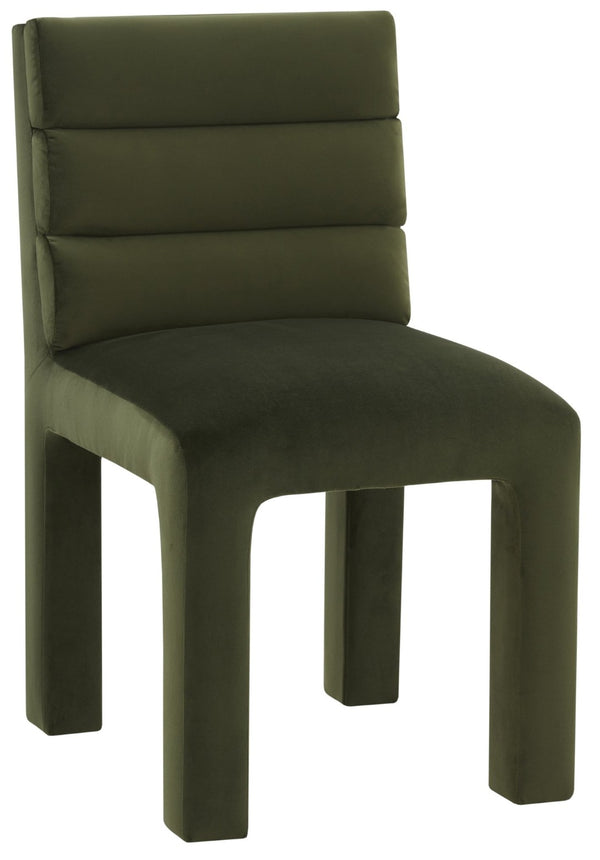 Safavieh PIETRO Channel-Tufted Dining Chair - Modern Upholstered Comfort for Stylish Dining Spaces Forest Green SFV5081D