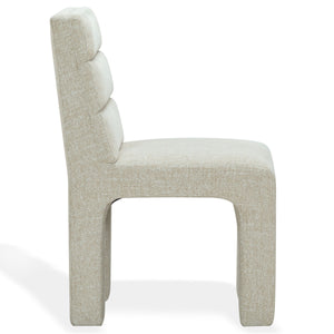 Safavieh Pietro Channel Tufted Upholstered Dining Chair Elegant Wood Frame for Stylish Rooms Taupe SFV5081G