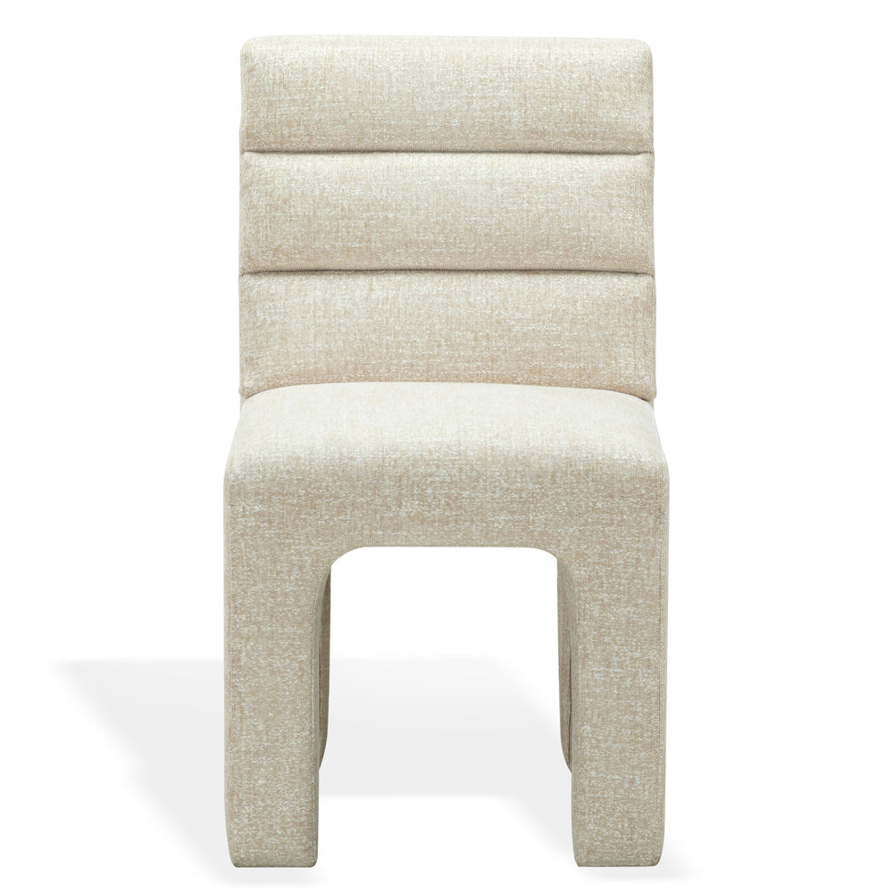 Safavieh Pietro Channel Tufted Upholstered Dining Chair Elegant Wood Frame for Stylish Rooms Taupe SFV5081G