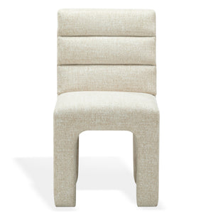 Safavieh Pietro Channel Tufted Upholstered Dining Chair Elegant Wood Frame for Stylish Rooms Taupe SFV5081G