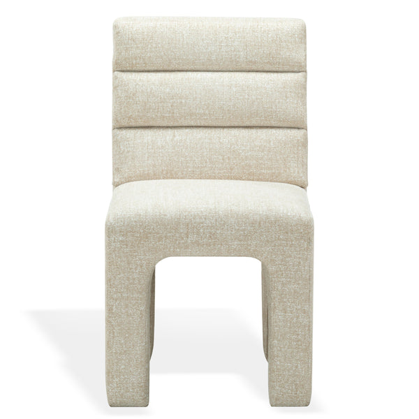 Safavieh Pietro Channel Tufted Upholstered Dining Chair Elegant Wood Frame for Stylish Rooms Taupe SFV5081G