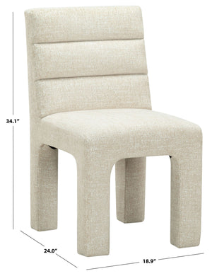 Safavieh Pietro Channel Tufted Upholstered Dining Chair Elegant Wood Frame for Stylish Rooms Taupe SFV5081G