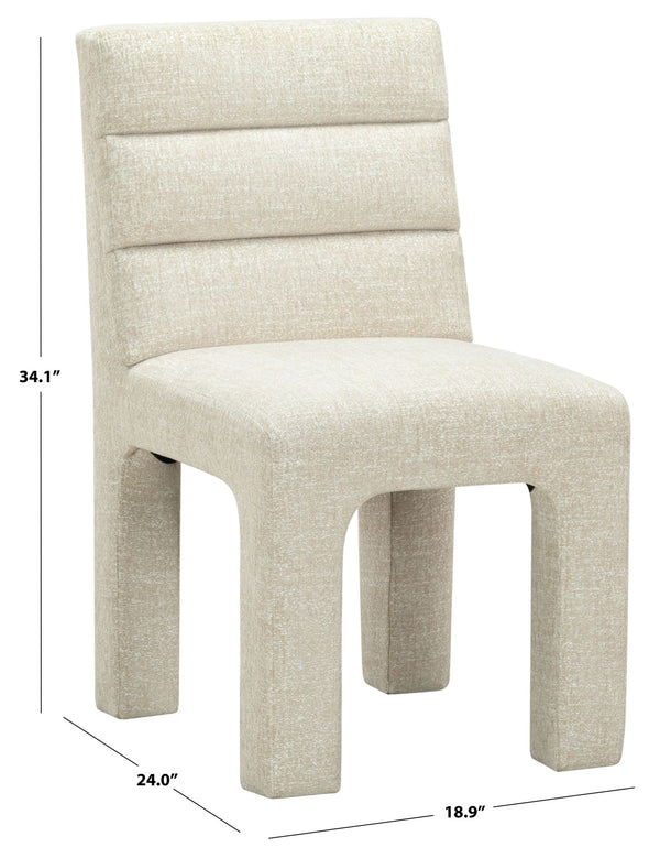 Safavieh Pietro Channel Tufted Upholstered Dining Chair Elegant Wood Frame for Stylish Rooms Taupe SFV5081G