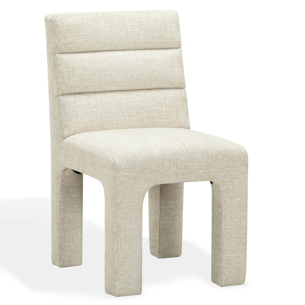 Safavieh Pietro Channel Tufted Upholstered Dining Chair Elegant Wood Frame for Stylish Rooms Taupe SFV5081G