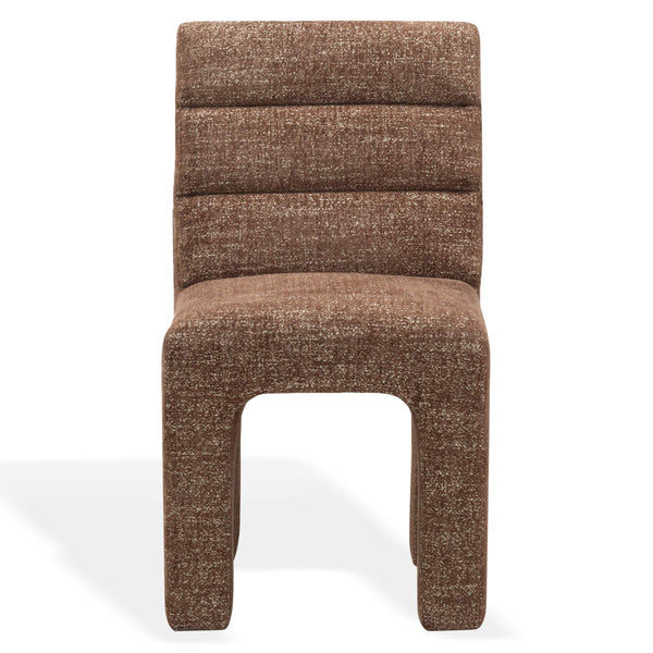 Safavieh Pietro Channel Tufted Upholstered Dining Chair Elegant Wood Frame for Stylish Rooms Dark Brown SFV5081H