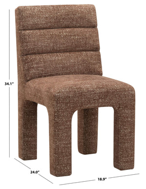 Safavieh Pietro Channel Tufted Upholstered Dining Chair Elegant Wood Frame for Stylish Rooms Dark Brown SFV5081H