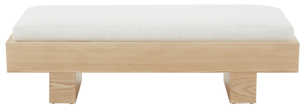 Safavieh Karmen Wood Bench XII23 White / Natural Wood / Fabric / Foam SFV5086A