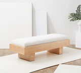 Safavieh Karmen Wood Bench XII23 White / Natural Wood / Fabric / Foam SFV5086A