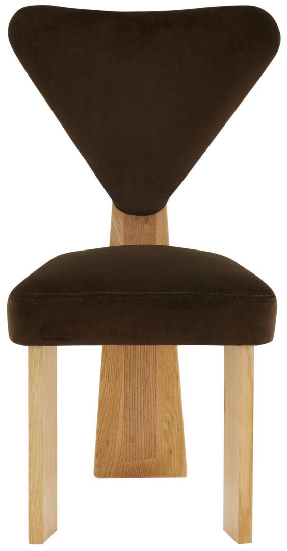 Safavieh Madalena 3 Leg Dining Chair Dark Brown / Natural Wood / Fabric / Foam SFV5088A