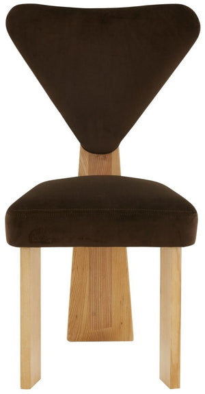 Safavieh Madalena 3 Leg Dining Chair Dark Brown / Natural Wood / Fabric / Foam SFV5088A