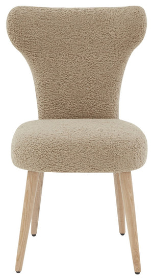 Safavieh Brandietta Faux Shearling Dining Chair XII23 Light Brown / Walnut Wood / Fabric / Foam SFV5089A