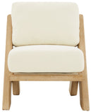 Safavieh Vivien Wood Frame Boucle Accent Chair Ivory / Brown Wood / Fabric / Foam SFV5090A