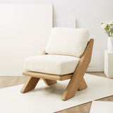 Safavieh Vivien Wood Frame Boucle Accent Chair Ivory / Brown Wood / Fabric / Foam SFV5090A