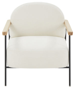 Safavieh Faith Boucle Metal Frame Accent Chair XII23 Ivory / Black Wood / Fabric / Foam / Metal SFV5092A