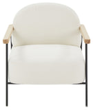 Safavieh Faith Boucle Metal Frame Accent Chair XII23 Ivory / Black Wood / Fabric / Foam / Metal SFV5092A