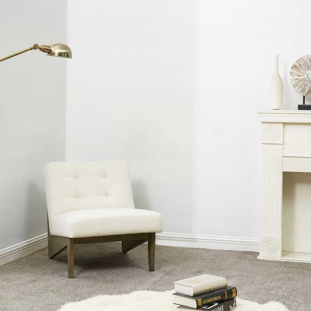 Safavieh Nelly Scandinavian Accent Chair Ivory / Light Grey Wood / Fabric / Foam SFV5093A