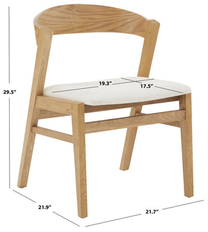 Safavieh Abigayle Wood And Boucle Dining Chair XII23 Ivory / Natural Wood / Fabric / Foam SFV5094A