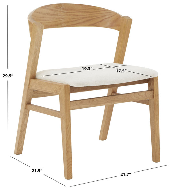 Safavieh Abigayle Wood And Boucle Dining Chair XII23 Ivory / Natural Wood / Fabric / Foam SFV5094A