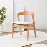 Safavieh Abigayle Wood And Boucle Dining Chair XII23 Ivory / Natural Wood / Fabric / Foam SFV5094A