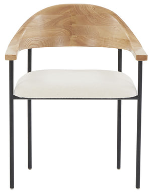 Safavieh Denver Metal Frame And Boucle Dining Chair XII23 Ivory / Black Wood / Fabric / Foam / Metal SFV5095A
