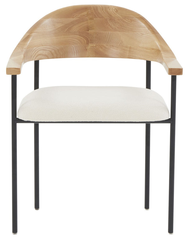 Safavieh Denver Metal Frame And Boucle Dining Chair XII23 Ivory / Black Wood / Fabric / Foam / Metal SFV5095A
