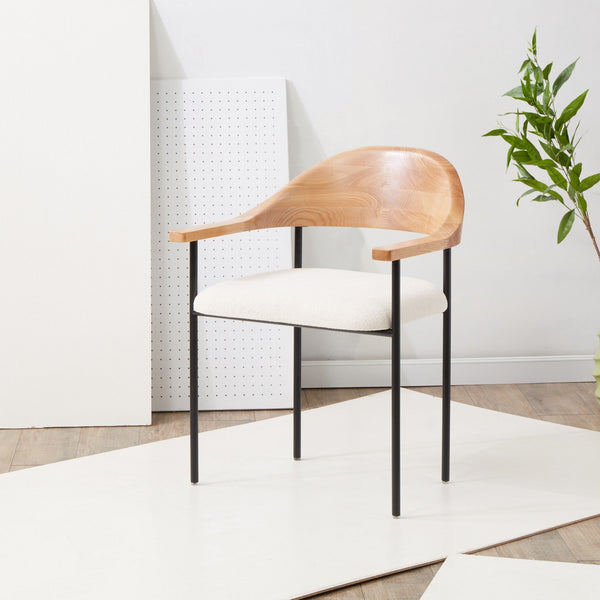Safavieh Denver Metal Frame And Boucle Dining Chair XII23 Ivory / Black Wood / Fabric / Foam / Metal SFV5095A