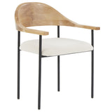 Safavieh Denver Metal Frame And Boucle Dining Chair XII23 Ivory / Black Wood / Fabric / Foam / Metal SFV5095A