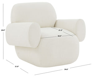 Safavieh Pryce Upholstered Accent Chair XII23 Ivory Wood / Fabric / Foam SFV5096A