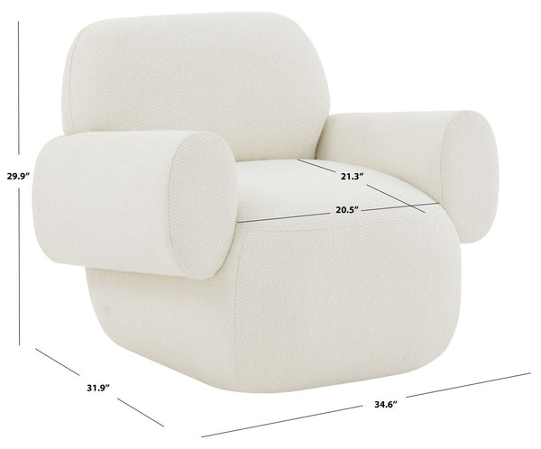 Safavieh Pryce Upholstered Accent Chair XII23 Ivory Wood / Fabric / Foam SFV5096A