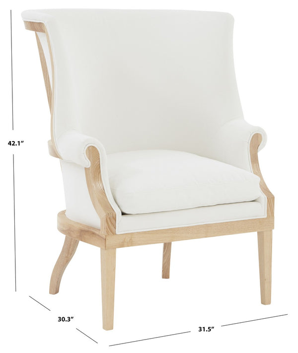 Safavieh Leahbeth Wingback Accent Chair XII23 White / Natural Wood / Fabric / Foam SFV5098A