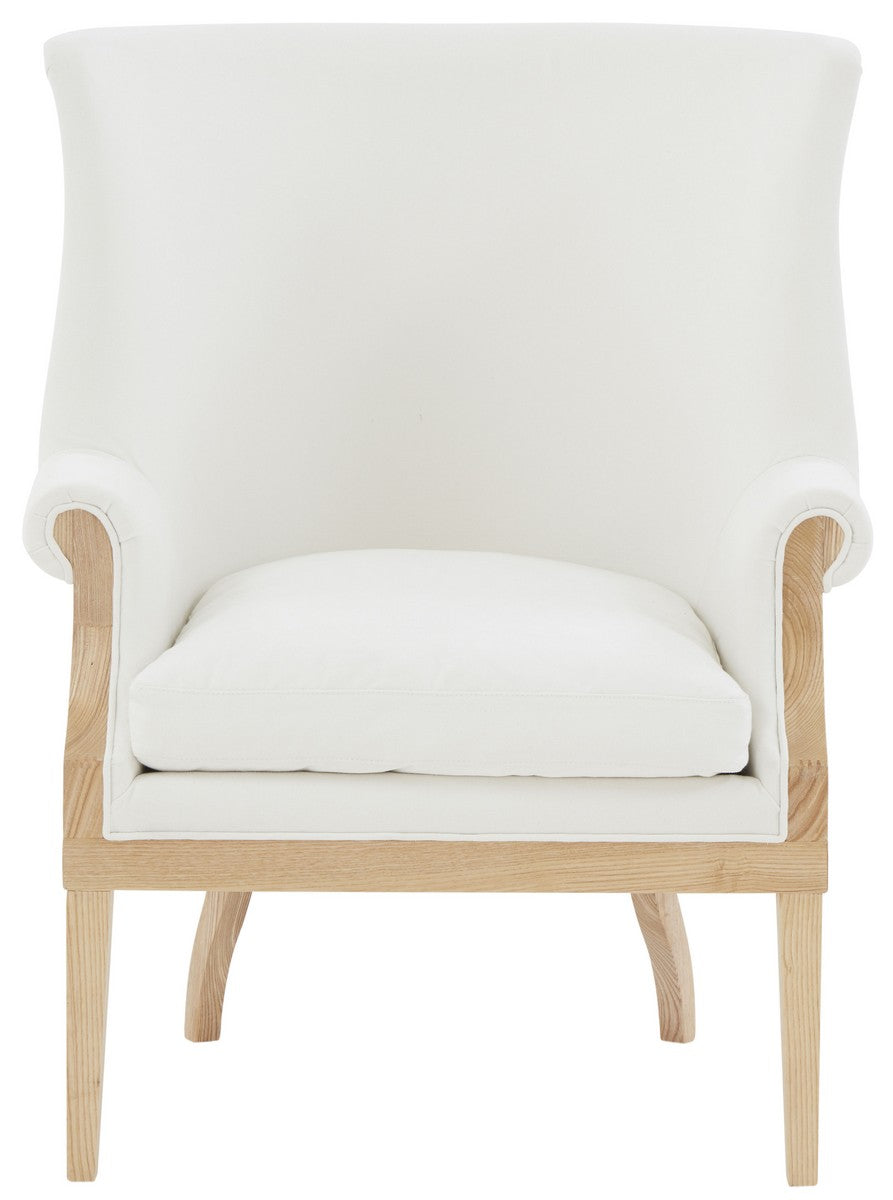 Safavieh Leahbeth Wingback Accent Chair XII23 White / Natural Wood / Fabric / Foam SFV5098A