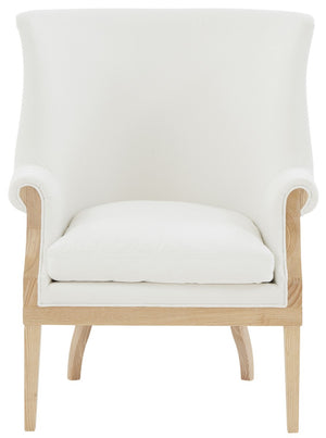 Safavieh Leahbeth Wingback Accent Chair XII23 White / Natural Wood / Fabric / Foam SFV5098A