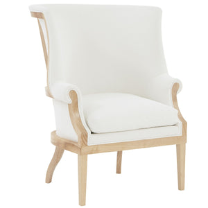 Safavieh Leahbeth Wingback Accent Chair XII23 White / Natural Wood / Fabric / Foam SFV5098A