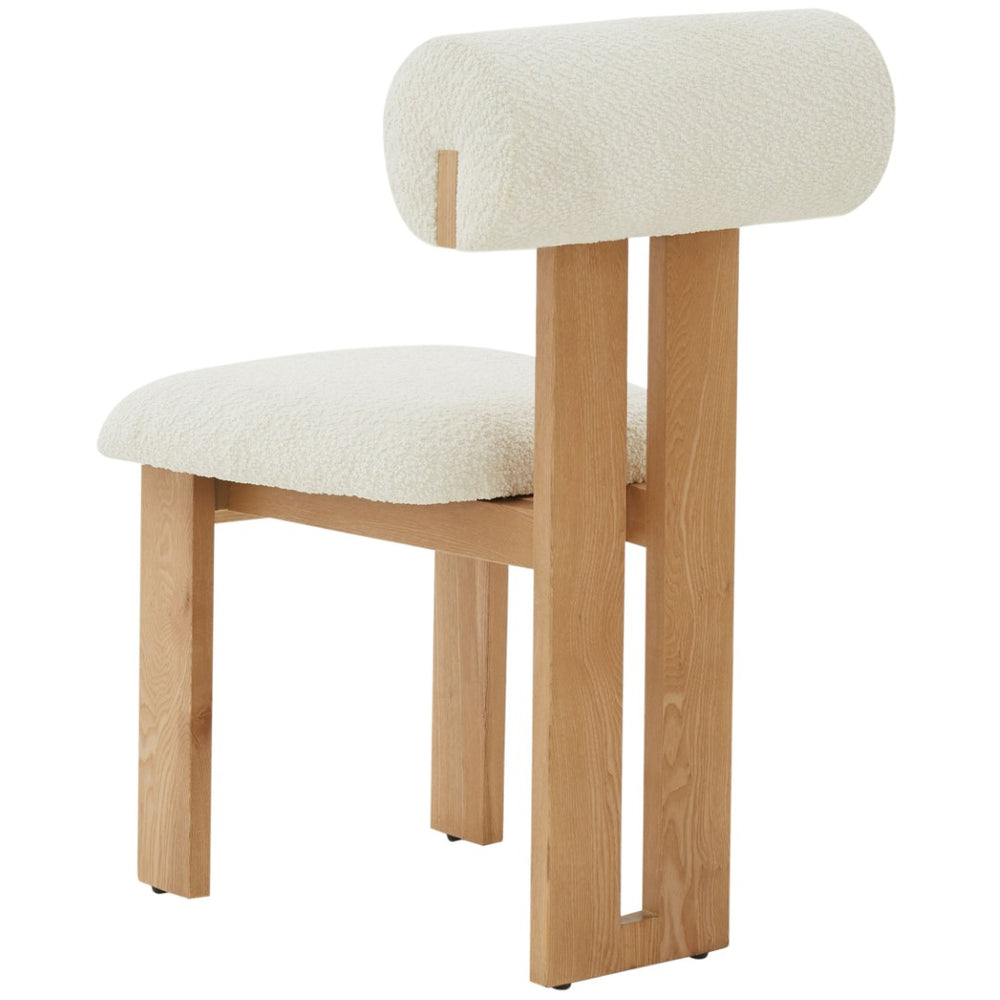 Safavieh HALLOWAY Boucle Dining Chair - Plush Comfort with Slim Wood Frame for Modern Dining & Living Spaces Ivory / Natural SFV5099A