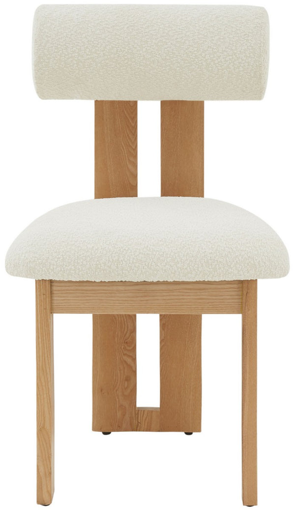 Safavieh Halloway Boucle And Wood Dining Chair Ivory / Natural Wood / Fabric / Foam SFV5099A