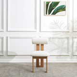 Safavieh Halloway Boucle And Wood Dining Chair Ivory / Natural Wood / Fabric / Foam SFV5099A