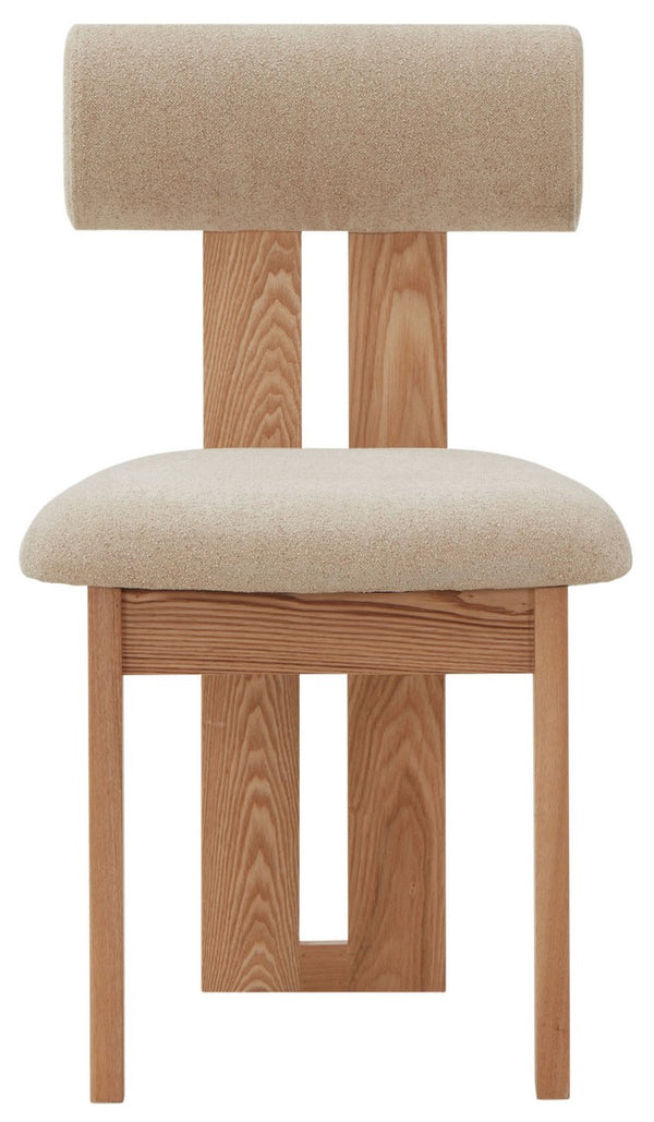 Safavieh Halloway Boucle And Wood Dining Chair Tan / Natural SFV5099B